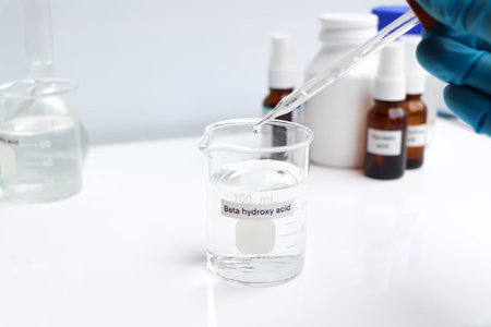 beta hydroxy acid is a chemical ingredient in beauty product, chemicals used in laboratory...