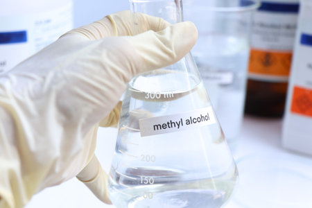 methyl alcohol, a flammable chemical in a laboratory or industry