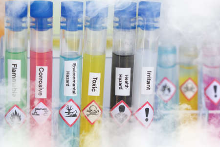 chemical and symbol in test tube , chemical used in laboratory or industryの写真素材