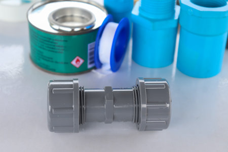 pvc pipe, maintenance equipment, technician tools for work in industry