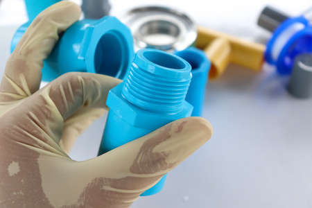 pvc pipe, maintenance equipment, technician tools for work in industryの写真素材