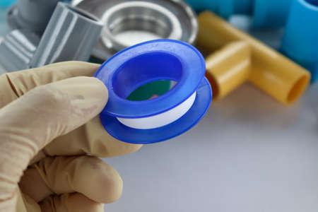 Pipe Thread Seal Tape. Tape for Screw Fittings, industrial maintenance equipmentの写真素材