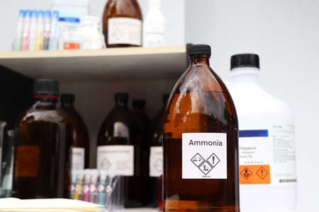 Ammonia in bottle, chemical in the laboratory and industryの写真素材