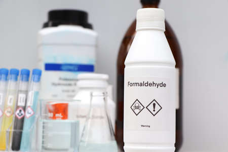 Formaldehyde in bottle, chemical in the laboratory and industryの写真素材