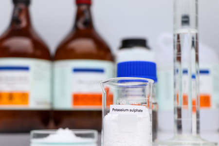 Potassium sulphate in glass, chemical in the laboratory and industry, Chemicals used in the analysis
