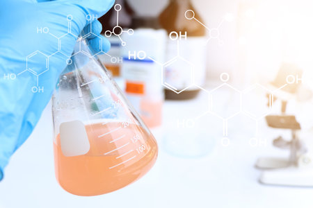 chemical in glass, chemical in the laboratory and industry, Chemicals used in the analysisの写真素材