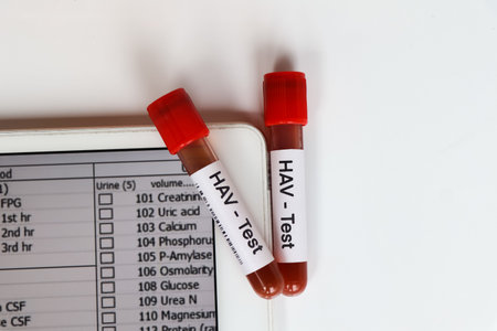 HAV Test to look for abnormalities from blood,  blood sample to analyze in the laboratory, blood in...