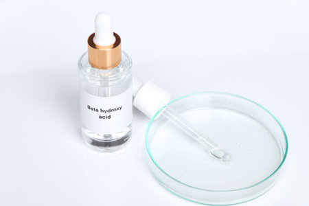 Beta hydroxy acid in a bottle, chemical ingredient in beauty product, skin care products