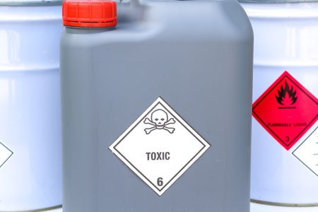 The toxic symbol on chemical products, dangerous chemicals in industry or laboratoryの写真素材