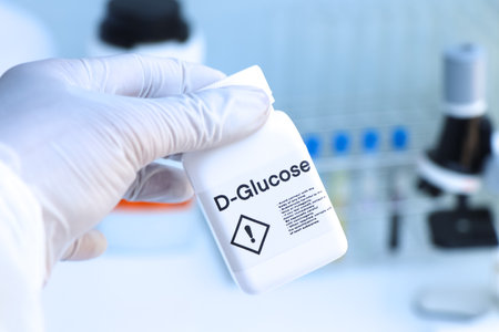 D-Glucose in bottle , chemical in the laboratory and industry, Chemicals used in the analysisの写真素材