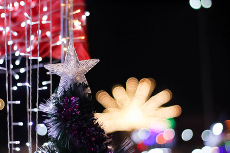 bokeh of lights on the christmas background, wallpaper backgroundの写真素材
