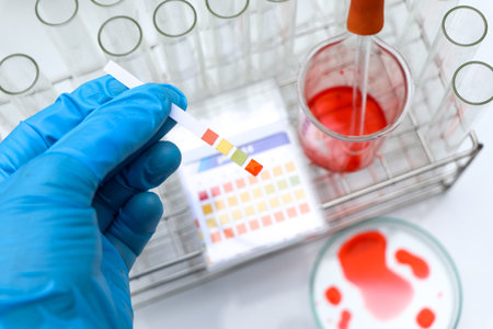 universal indicator paper, Litmus Paper of ph Value Measurement, laboratory inspection equipmentの写真素材