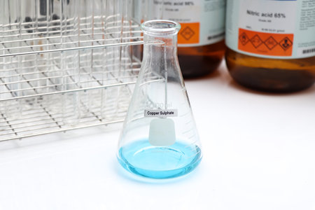 copper sulphate in bottle , chemical in the laboratory and industry, Chemical used in the analysisの写真素材