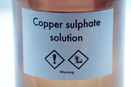 copper sulphate in bottle , chemical in the laboratory and industry, Chemical used in the analysisの写真素材
