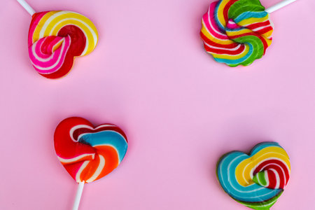 pattern with candy, Colorful lollipops, candy background, sweet candies close-upの写真素材