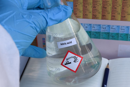nitric  acid and periodic table of elements, learning in the laboratory