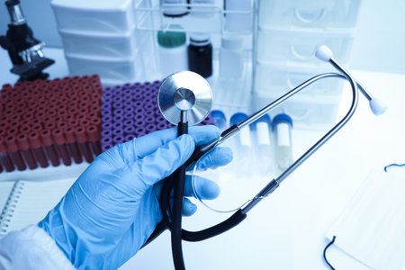 medical equipment on clinic and white background, equipment for treatment