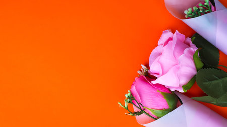 plastic flower for decoration, flowers on the background and free space