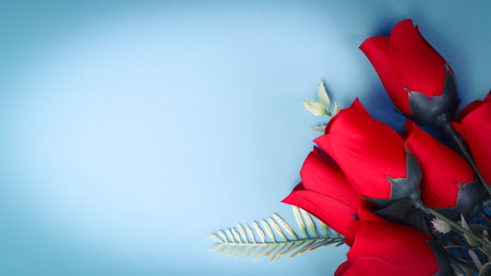 plastic flower for decoration, flowers on the background and free spaceの写真素材