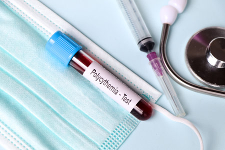 Polycythemia test, blood sample to analyze in the laboratory, blood in test tube