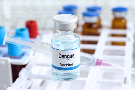 Dengue vaccine in a vial, immunization and treatment of infection, vaccine used for disease preventionの写真素材