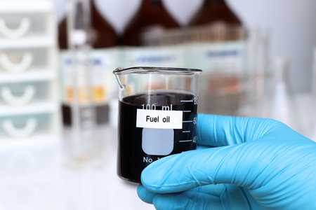 Fuel Oil in container, Laboratory Quality Testing Concepts, Scientific experiments for industryの写真素材