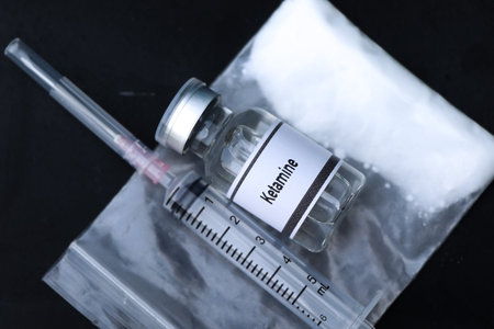 Ketamine in a vial, narcotics are dangerous to health or brain nervous system