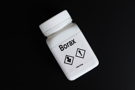Borax in container, chemical analysis in laboratory, chemical raw materials in industryの写真素材