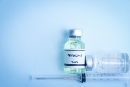 Meningococcal vaccine in a vial, immunization and treatment of infection, scientific experimentの写真素材
