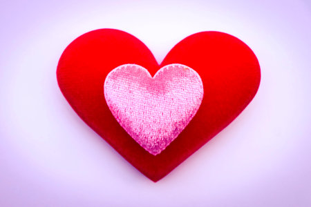 fabric heart on white background, concept of love and Valentine's Dayの写真素材