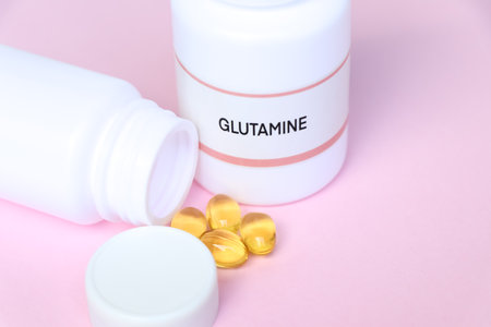 GLUTAMINE in a bottle, Food supplements for health, Health and beauty productの写真素材