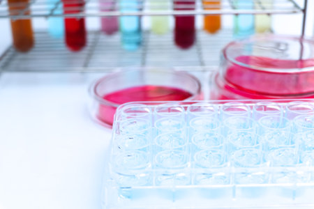 Culture Media in bottle, Culture media used in laboratory, Scientific and medical experimentsの写真素材