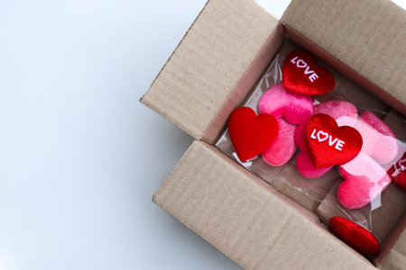 red heart in box, Sending love on Valentine's Day, concept of love