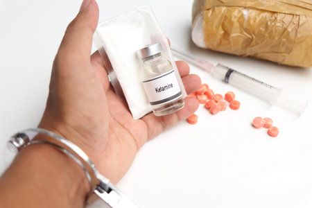Ketamine in a vial, narcotics are dangerous to health or brain nervous system