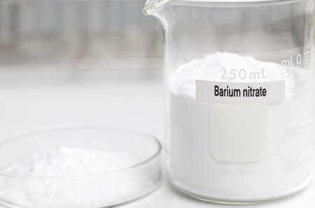 Barium nitrate in chemical container , chemical in the laboratory and industry, Raw materials used in production or analysisの写真素材