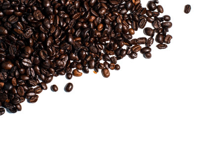 roasted coffee beans isolated on white background