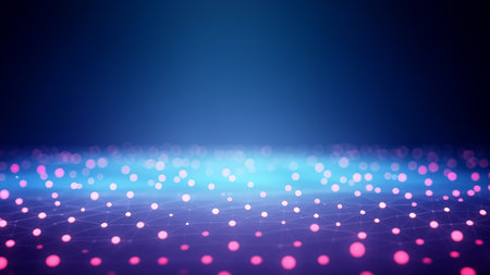 Graphic abstractdot digital background for technological processes, neural networks, digital data storage, particle flow, fundamentals of artificial intelligence Technology Network Background.の写真素材