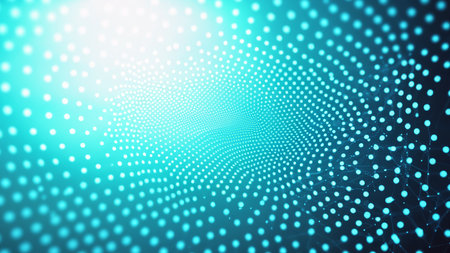 Dynamic of particles and lines. Abstract futuristic background. Big data visualization.の写真素材