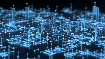 Astract digital connected infrastructure concept background.