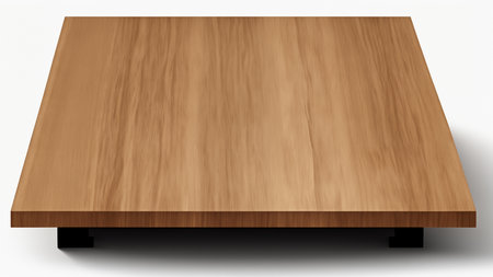 Wooden table top isolated on white background. 3d illustration.の写真素材