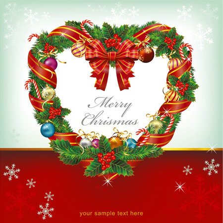 Heart Shaped Wreath Christmas Decoration. Vectorのイラスト素材