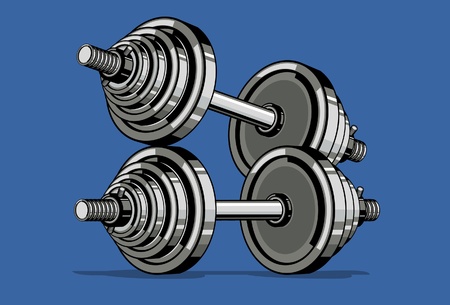 Dumbbell  on blue backgroundのイラスト素材