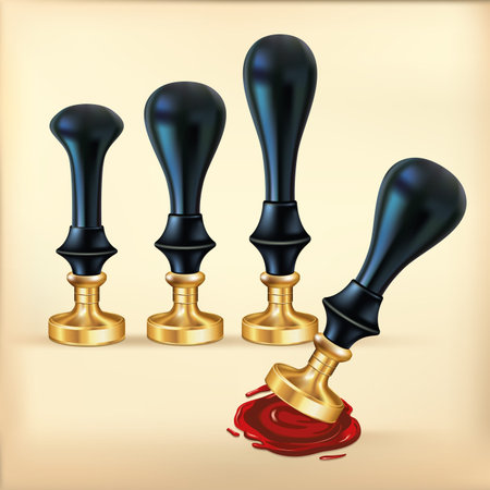 Set of Wax seals and Red stamp のイラスト素材