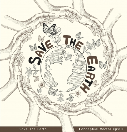 Hands Save The Earth Conceptual  vector illustration のイラスト素材