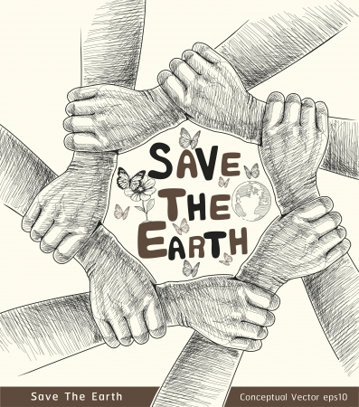 Hands Save The Earth Conceptual  vector illustration のイラスト素材