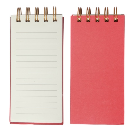 Red Lined notebook isolated on white の写真素材