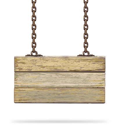Old color wooden board with rusty chain   illustrationのイラスト素材