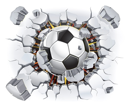 Soccer ball and Old Plaster wall damage  illustrationのイラスト素材