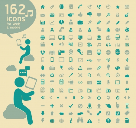 162 Retro color Icons for Web, Applications and Tablet Mobile. のイラスト素材