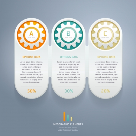 Color Gears Infographics Number Options Banner & Card. Vector illustrationのイラスト素材